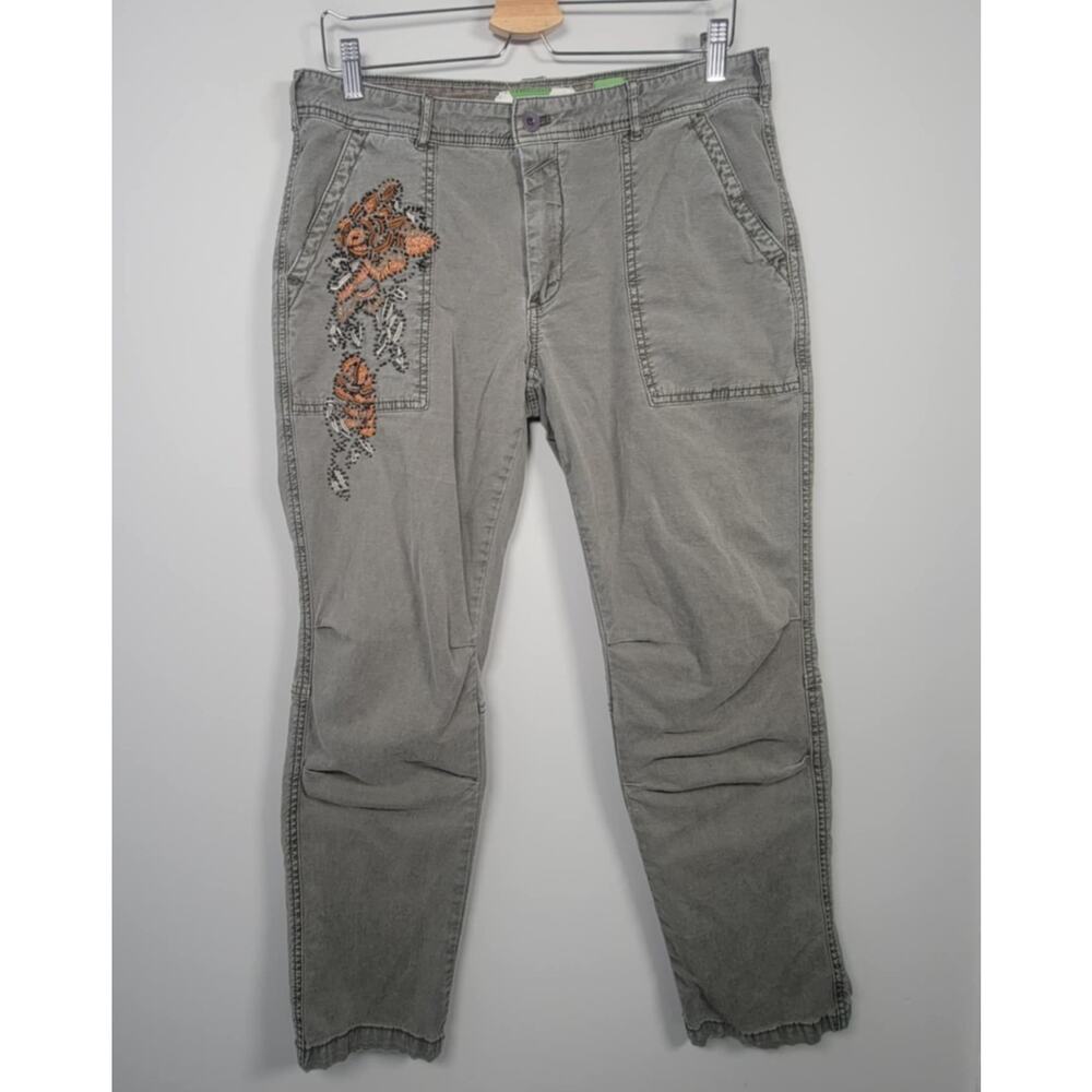 Anthropologie Wanderer Womens 30 W32 Embroidered Utility Pants Cotton Blend